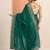 green embellished saree with unstitched blouse piece