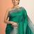 green embellished saree with unstitched blouse piece