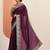 burgundy embellished saree with unstitched blouse piece