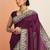 burgundy embellished saree with unstitched blouse piece