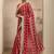 red bandhani printed saree with unstitched blouse piece