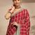 red bandhani printed saree with unstitched blouse piece