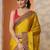 yellow solid chiffon saree with unstitched blouse piece