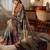 multi mirror work silk blend saree