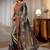 multi mirror work silk blend saree