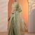 green embellished jimmy choo organza saree with unstitched blouse piece