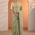 green embellished jimmy choo organza saree with unstitched blouse piece
