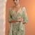 green embellished jimmy choo organza saree with unstitched blouse piece