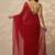 maroon solid georgette saree with unstitched blouse piece