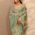 turquoise blue embroidered nylon saree with unstitched blouse piece