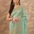 turquoise blue embroidered nylon saree with unstitched blouse piece