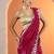 Magenta pink embroidered jimmy choo organza saree with unstitched blouse piece