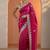 Magenta pink embroidered jimmy choo organza saree with unstitched blouse piece