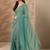 sea green embellished saree with unstitched blouse piece
