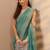 sea green embellished saree with unstitched blouse piece