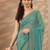 sea green embellished saree with unstitched blouse piece