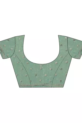 sea green embellished saree with unstitched blouse piece
