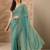 sea green embellished saree with unstitched blouse piece
