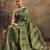 olive woven design saree with unstitched blouse piece