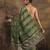 olive woven design saree with unstitched blouse piece