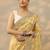 yellow embroidered organza saree with unstitched blouse piece
