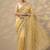 yellow embroidered organza saree with unstitched blouse piece
