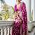 magenta woven design banarasi silk blend saree with unstitched blouse piece