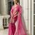 pink embellishments jimmy choo satin saree with unstitched blouse piece