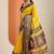 mustard solid georgette saree with unstitched blouse piece