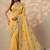 yellow embroidered chinon saree with unstitched blouse piece