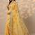 yellow embroidered chinon saree with unstitched blouse piece