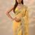 yellow embroidered chinon saree with unstitched blouse piece