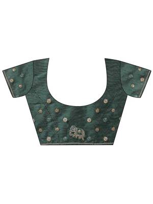 lavender embroidered chinon saree with unstitched blouse piece 5