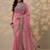 pink embroidered chinon saree with unstitched blouse piece