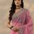 pink embroidered chinon saree with unstitched blouse piece