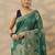 green embellished baluchari saree with unstitched blouse piece