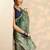 green embellished baluchari saree with unstitched blouse piece