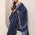 blue geometric printed saree with blouse piece