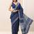 blue geometric printed saree with blouse piece