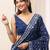 blue geometric printed saree with blouse piece