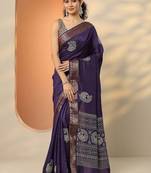 purple embellished saree with unstitched blouse piece