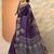 purple embellished saree with unstitched blouse piece