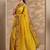 yellow embellished saree with unstitched blouse piece