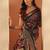 maroon printed saree with unstitched blouse piece