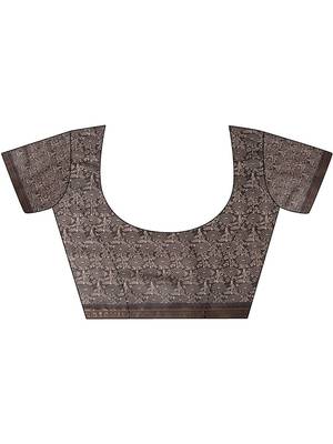 maroon printed saree with unstitched blouse piece 5