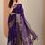 purple printed georgette saree with unstitched blouse piece