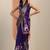 purple printed georgette saree with unstitched blouse piece