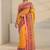 yellow tribal printed tassel saree with unstitched blouse piece