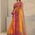 yellow tribal printed tassel saree with unstitched blouse piece
