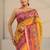 yellow tribal printed tassel saree with unstitched blouse piece